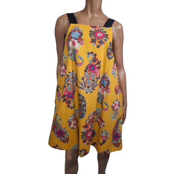 Maeve Anthropologie Yellow Floral Dress Sundress S Sleeveless Cotton Pockets - Picture 1 of 9